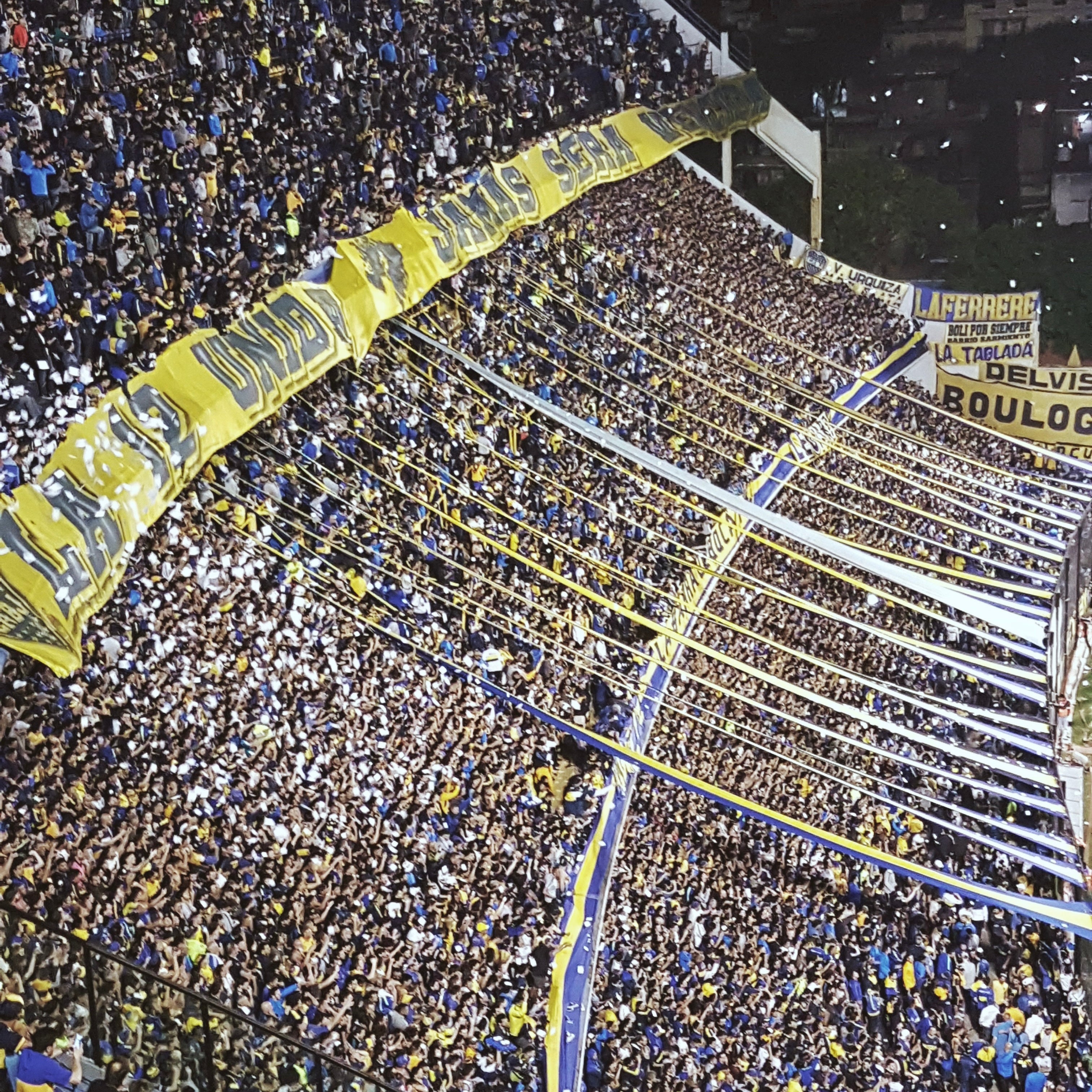 Boca Juniors football fans in La Bombonera